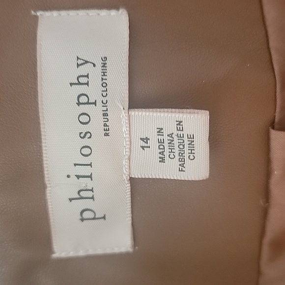 Philosophy Brown Leather Jacket Tailored Cropped Style - Picture 6 of 7
